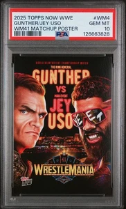 2025 Topps Now WWE- Gunther & Jey Uso- Wrestlemania Matchup Poster #WM4 - PSA 10 - Picture 1 of 3
