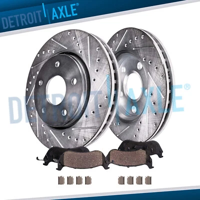 Pastilla de cerámica de rotores perforados de freno delantero de 11,06" para Dodge Caravan Town & Country Foto 1 de 4