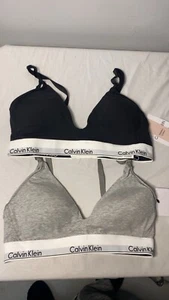 Lots Of 2 Calvin Klein Maternity / Nursing Cotton Bra Size XL (1 Grey,1 Black) - Picture 1 of 3