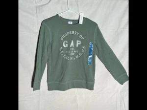NWT Kids GAP Green & White Property Of GAP Crew Sweatshirt Size XXL - Picture 1 of 6