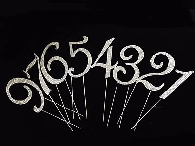 Toppers Per Torta In Diamante E Strass Oro E Argento Numeri Singoli 7cm E 12cm - Immagine 1 di 4