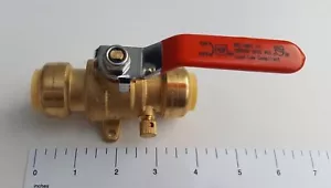 1) VALVOLA A SFERA PUSH FIT 3/4" CON ORECCHIO SCARICO E GOCCIA, SENZA PIOMBO - Foto 1 di 4