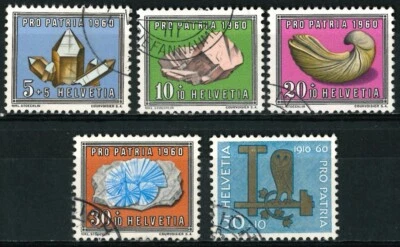SWITZERLAND Helvetia 1960 Pro Patria - Crafts - Minerals & Fossils - USED/CTO - Image 1 of 2