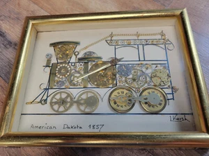 ORIGINAL L KERSH ART FRAME Steampunk American Dakota 1857 Horological Collage~ - Picture 1 of 5