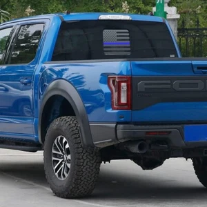 Thin Blue Line American Flag USA Decal Black Window Sticker Fits Ford F150 250 - Photo 1/11