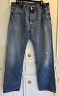 Levis 501 Mens Distressed Denim Jeans Button Fly 36X34 Red Tab