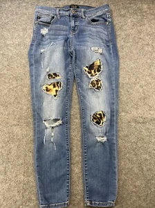 Judy Blue Jeans Womens Size 9/29 Distressed Cheetah Leopard Patch Skinny Fit - Picture 1 of 12