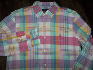 NWT Polo Ralph Lauren PINK/AQUA/WHITE PASTEL PLAID Oxford Shirt Men's 4XLT Pony - Picture 1 of 7