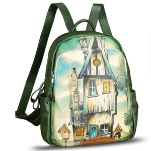 Echtleder Rucksack für Damen handbemalt Lederrucksack Tornister Geldbörsen - Bild 1 von 7