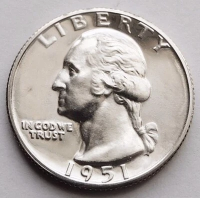 1951 Gem Proof Washington Silver Quarter, Superb Gem 25C coin - Image 1 of 2