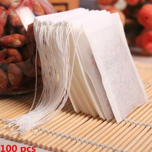 US 100pcs/Set Disposable Filter Drawstring Flip Empty Teabag Herb Loose Tea Bag - Picture 1 of 9