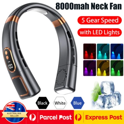 Upgraded 8000mAh Neck Fan Portable Cooler USB Rechargeable Cooling Lazy Neckband - image 1 of 4