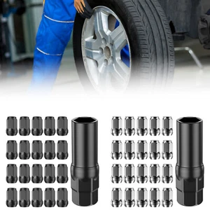 20Pcs Car Wheel Lug Nuts 12mm Cold Forged Steel Black Thread Wheel Lug SR - Picture 1 of 22