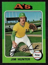1975 Topps Baseball Card #230 Jim Catfish Hunter HOF Oakland A's EX-MT *a