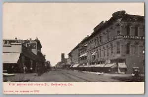 K Street Blick nach Osten von der 9th Street, Sacramento Kalifornien um 1905 Postkarte - Bild 1 von 2