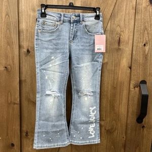 Juicy Couture Kids Mid Rise Cropped Kick Flare Jean Girls 8 Light Wash Denim NWT - Picture 1 of 9