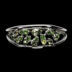 925 Sterlingsilber Ring Rund Peridot Chrom Diopsid Edelstein Schmuck Größe 8 - Bild 1 von 13