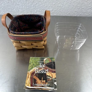 Longaberger 1999 Fathers Day Golf Tee Basket Set w/Paisley Liner Protector - Picture 1 of 7