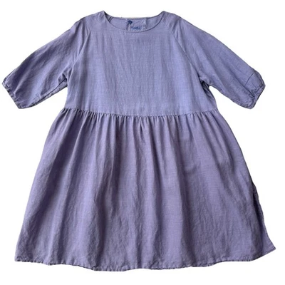 Vestido Yuvita Lino Púrpura Para Mujer Grande Cottagecore Lagenlook Prairie Boho Foto 1 de 4