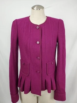 Chaqueta Blazer Anthropologie Elevenses Francie Lana Peplum Botón Frontal Talla 4 Foto 1 de 4