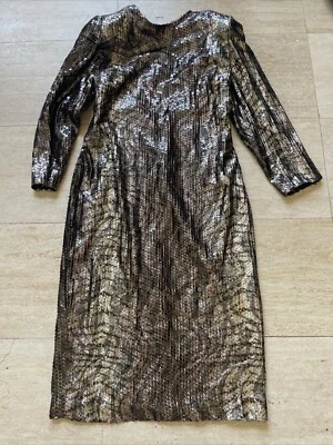 Vestido de fiesta vintage para mujer Jackie Bernard eklektic talla 16 lentejuelas doradas Foto 1 de 4