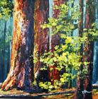 Paysage oeuvre d'art originale peinture à l'huile arbres forêt texturée art mural impâte