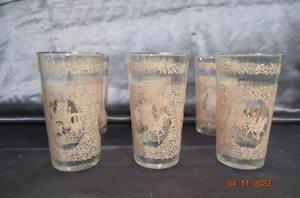 Vintage Hazel Atlas Monticello Pink Horse and Carriage Buggy Tumblers Set of 6 - Picture 1 of 5