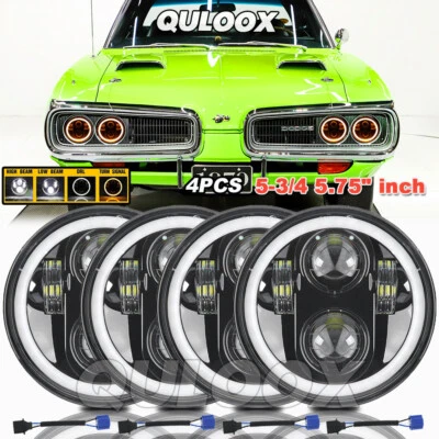 4PCS 5.75" LED Round Headlights High/Low Beam for Dodge Charger 1966-1974 white Foto 1 de 4