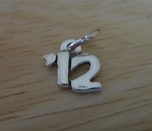 Sterling Silver 10mm '12 School Graduation Anniversary Birth Year for 2012 Charm - Picture 1 of 1