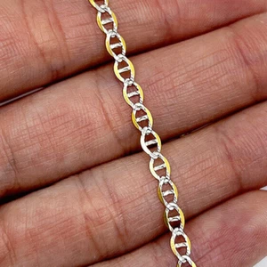 Solid 10K Gold Yellow 3mm Diamond-Cut Anchor Mariner Anklet Bracelet 10" - Picture 1 of 6