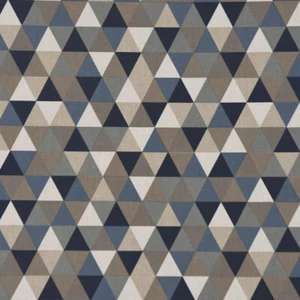 Dekostoff Halbpanama Leinenlook Dreiecke blau grau 1,40m Breite - Bild 1 von 9