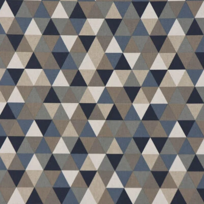 Dekostoff Halbpanama Leinenlook Dreiecke blau grau 1,40m Breite - Bild 1 von 4