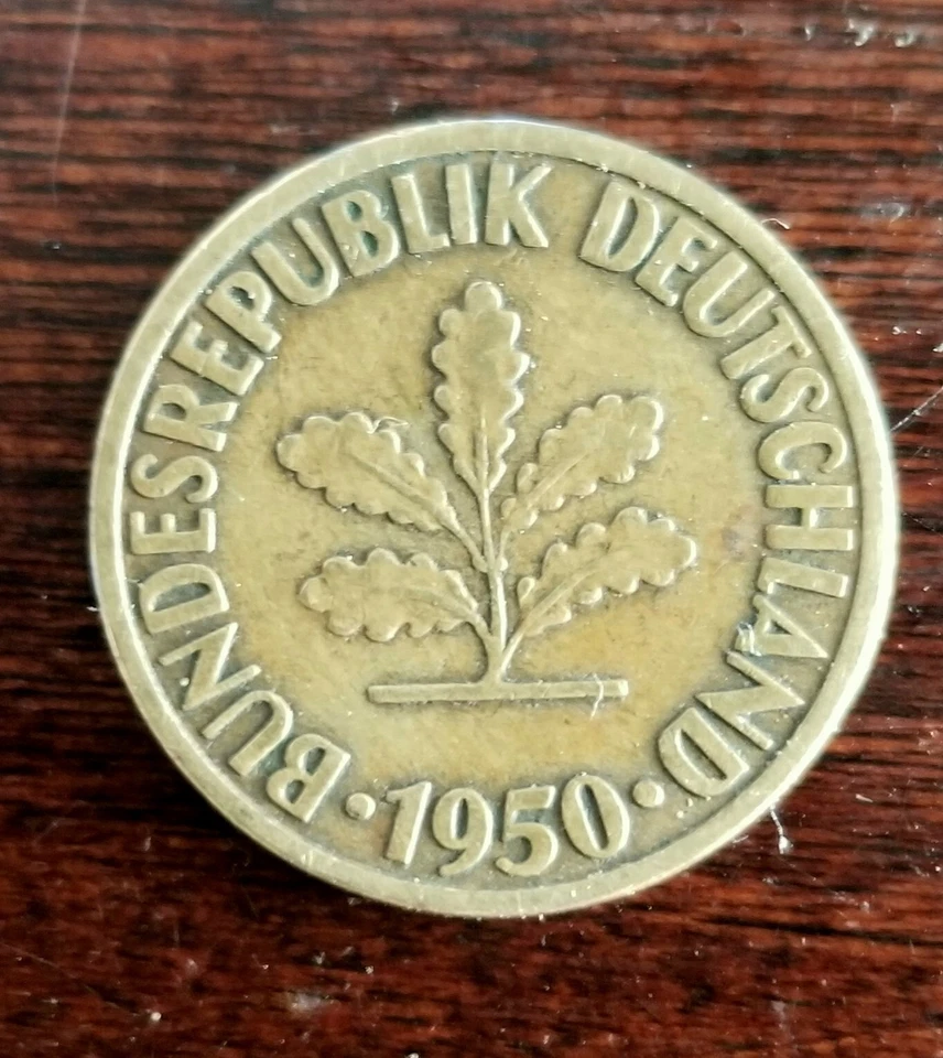 Alemania 10 peniques 1950 F República Federal de Alemania Foto 1 de 4