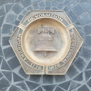 Brass Bicentennial American Revolution Ashtray Liberty Bell 1776-1976 6.5" Wide - Picture 1 of 4