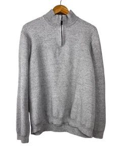 Tasso Elba Men's XXL Light Gray Mock Neck 1/4 Zip Cotton Knit Pullover Sweater - Picture 1 of 7