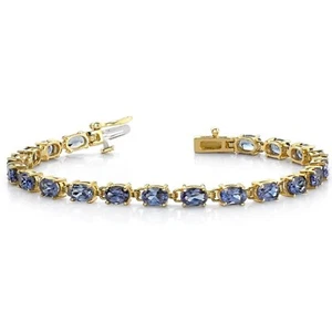 AAAA Tanzanite Tennis Bracelet in 14K Yellow Gold Plated Sterling Silver for Her - Picture 1 of 3