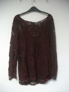 Club L Long Sleeve Embroidered Top Wine UK 18 JS001 CC 07 - Picture 1 of 4