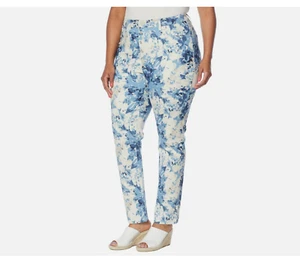 DG2 by Diane Gilman Classic Stretch Pull-On Printed Skinny Jeans Blue PXXS - Picture 1 of 1