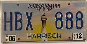 TRIPLE DIGIT 8 license plate HBX 888 repeating MS Harrison - Picture 1 of 7