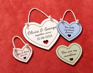 Personalised Heart Sign | Custom Wooden Plaque for Wife, Husband, Couples - Picture 1 of 23