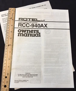 Reproductor de CD Rotel RCC-940AX manual del propietario - Imagen 1 de 9