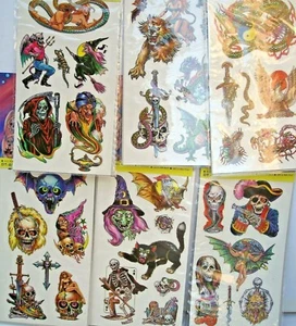 Temporäres Tattoo Konvolut 12 Karten. 800c Karneval Spielzeug, Party Gastgeschenke Ausverkauf - Bild 1 von 7