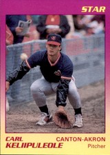 1989 Canton-Akron Indians Star #9 Carl Keliipuleole Guam Kailua Hawaii HI Card