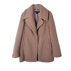 French Connection Coat Women Size XL Tan Teddy Faux Shearling Style F26104 - Picture 1 of 18