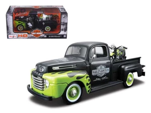 Maisto 32171BK-GRN 1948 Ford F-1 Pickup Truck "Harley Davidson" Motorcycle 1/24 - Picture 1 of 1