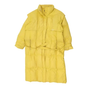 Abrigo acolchado Head para mujer | Abrigo con cinturón amarillo de diseñador de plumón de ganso vintage - Imagen 1 de 7