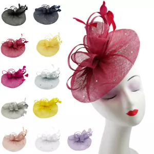 Flower Feather Hair Hat Fascinator Headband Clip Wedding Royal Ascot Formal Race - Picture 1 of 41
