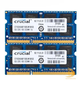 Crucial 2x 8GB 2Rx8 PC3-12800S SODIMM RAM Laptop Memory Intel DDR3 1600Mhz @dd - Picture 1 of 7