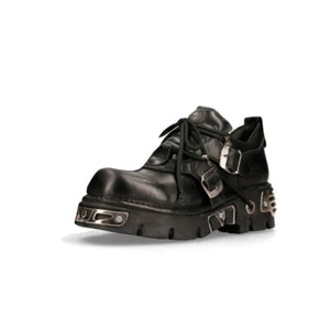 New British Retro Rock Boots Black Leather Punk Motorcycle Shoes Mens Boots - Picture 1 of 14