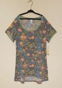 《LulaRoe》Shirt•Classic-T•Gray Floral print•Scoop neck•short sleeve•WOMEN SIZE XX - Picture 1 of 7
